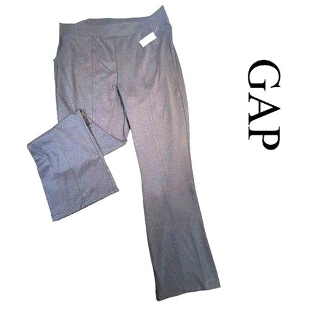Gap Womens XL Charcoal Gray Pintuck Pull On Flare Leg‎ Knit Trousers Pants
